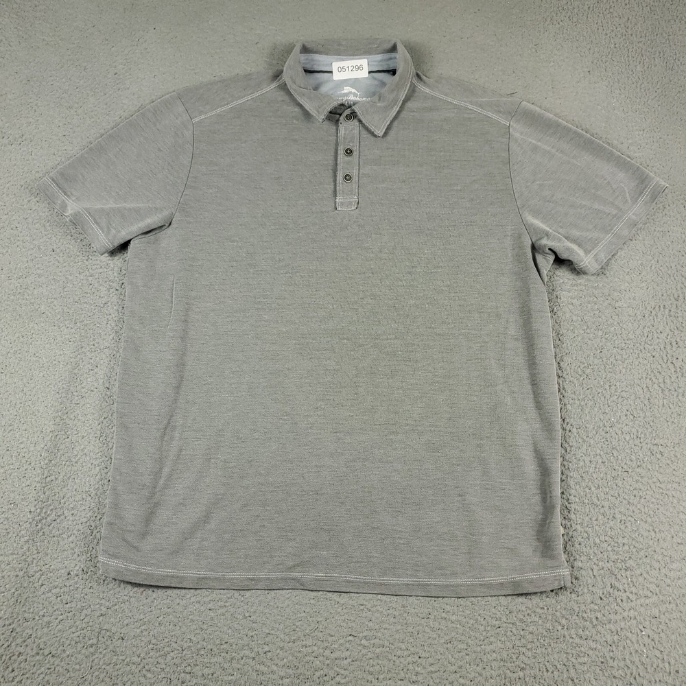 Tommy Bahama Polo Shirt Mens Size Large Gray Casual Short Sleeve *